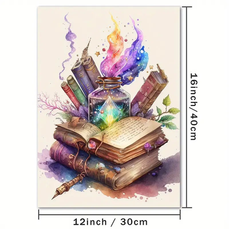 Watercolor Magical Book Canvas Print Poster