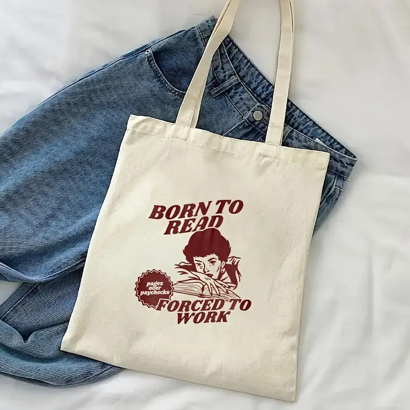 Born To Read Bookish Canvas Tote Bag