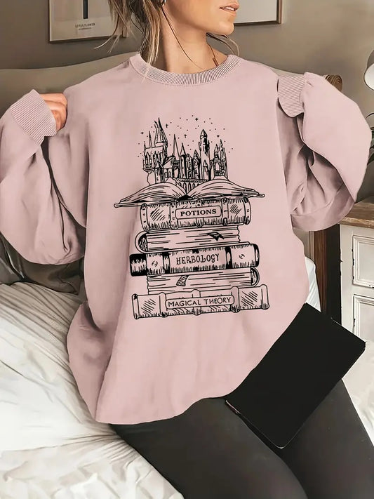 Harry Potter Class Book Casual Crew Neck Long Sleeve Sweatshirt