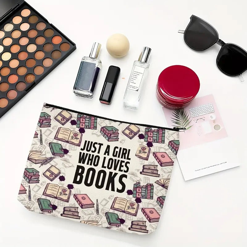 Just A Girl Who Loves Books Toiletries Portable Zipper Bag