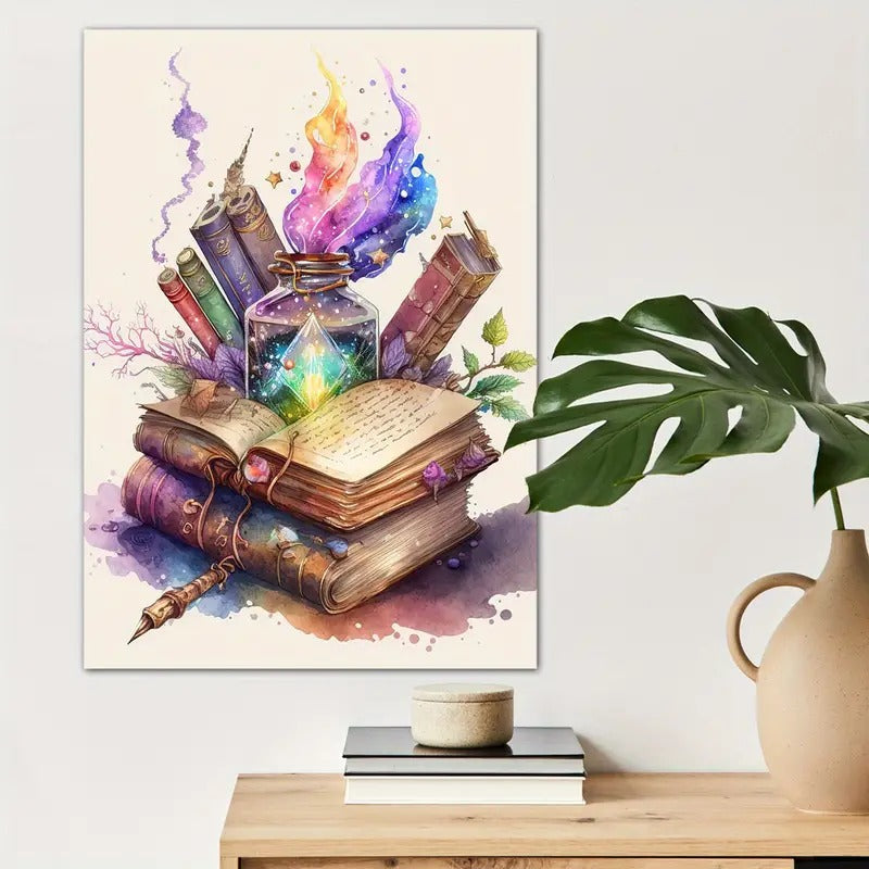 Watercolor Magical Book Canvas Print Poster