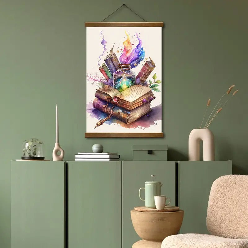 Watercolor Magical Book Canvas Print Poster