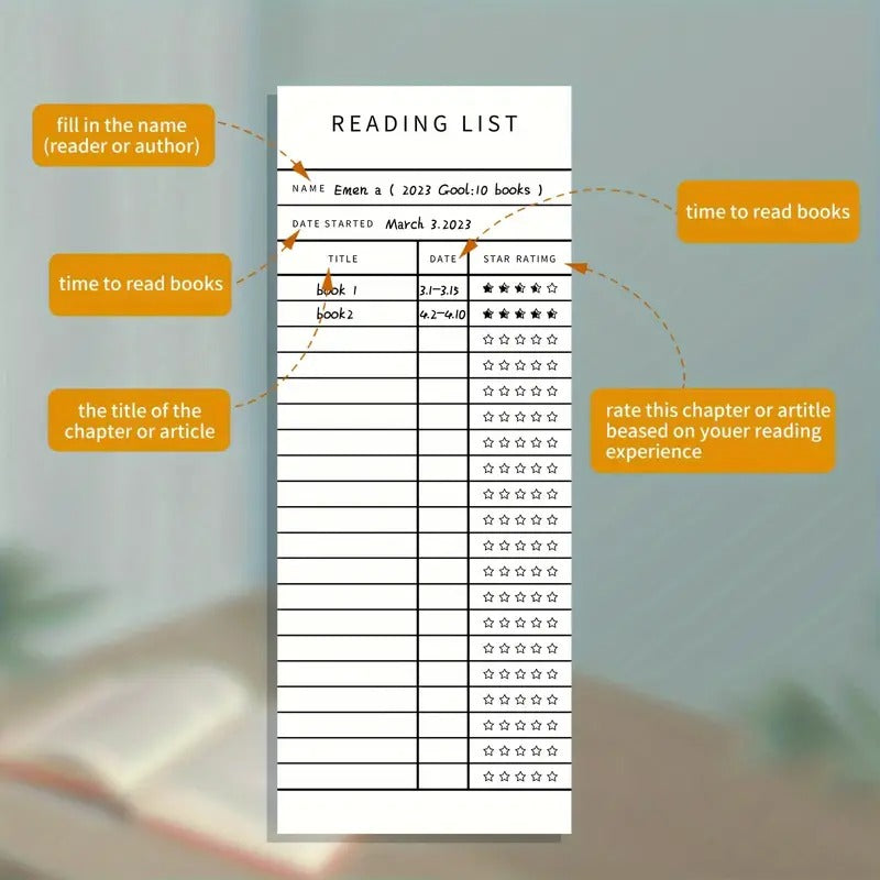 3"X8" Personal Library Card Reading List/Log Bookmark