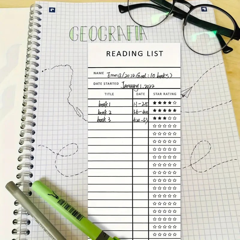 3"X8" Personal Library Card Reading List/Log Bookmark