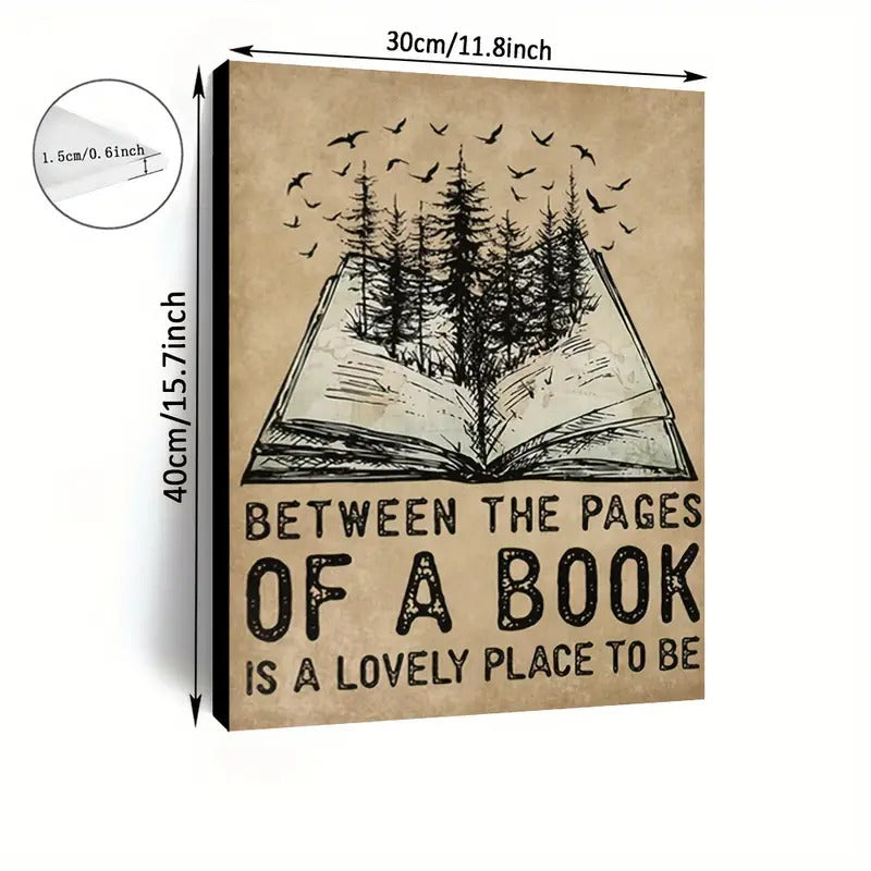 Between The Pages Is A Lovely Place To Be,  Wooden Framed, Canvas Print Poster