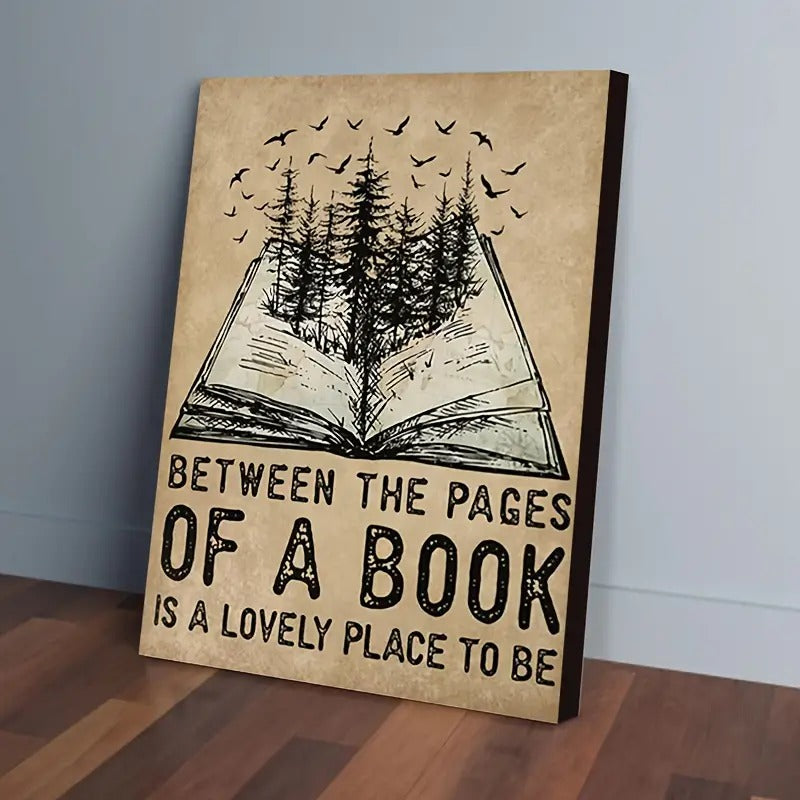 Between The Pages Is A Lovely Place To Be,  Wooden Framed, Canvas Print Poster