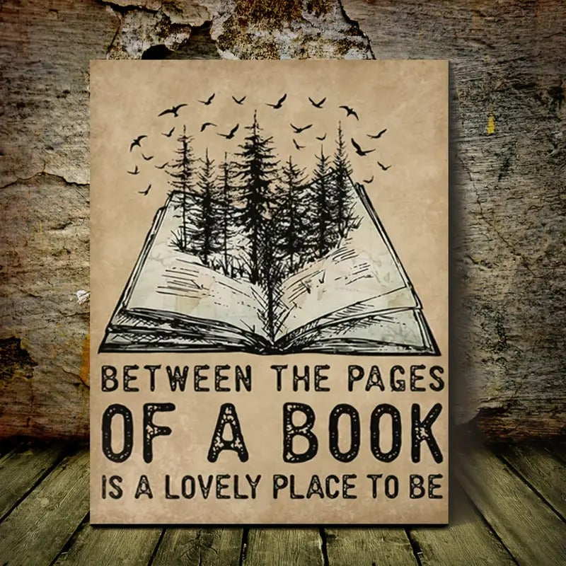 Between The Pages Is A Lovely Place To Be,  Wooden Framed, Canvas Print Poster