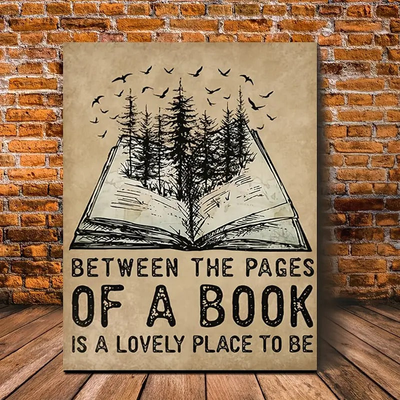 Between The Pages Is A Lovely Place To Be,  Wooden Framed, Canvas Print Poster