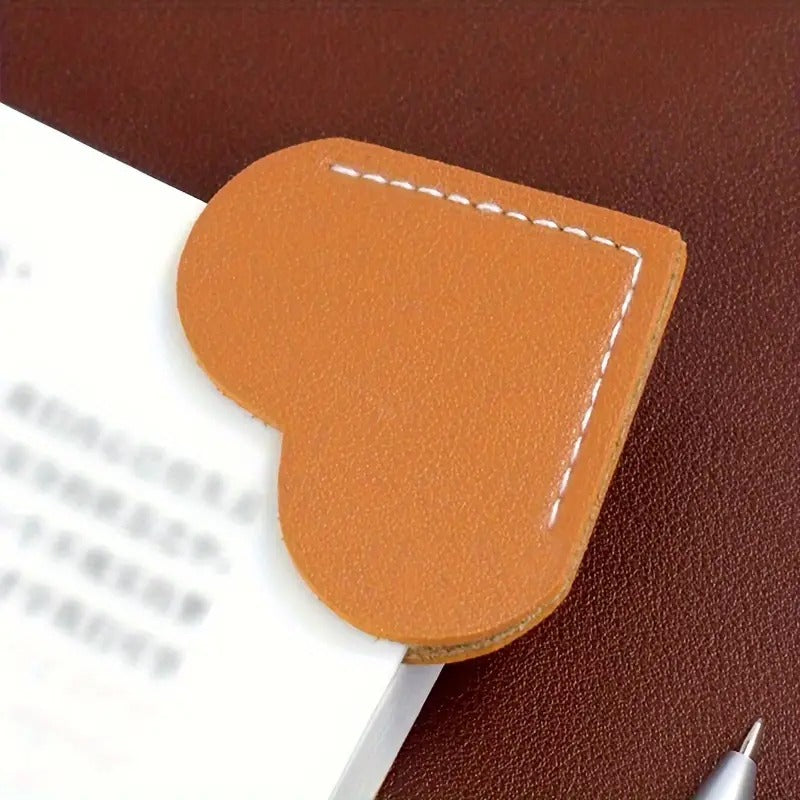 Leather Mini Heart Corner Bookmark