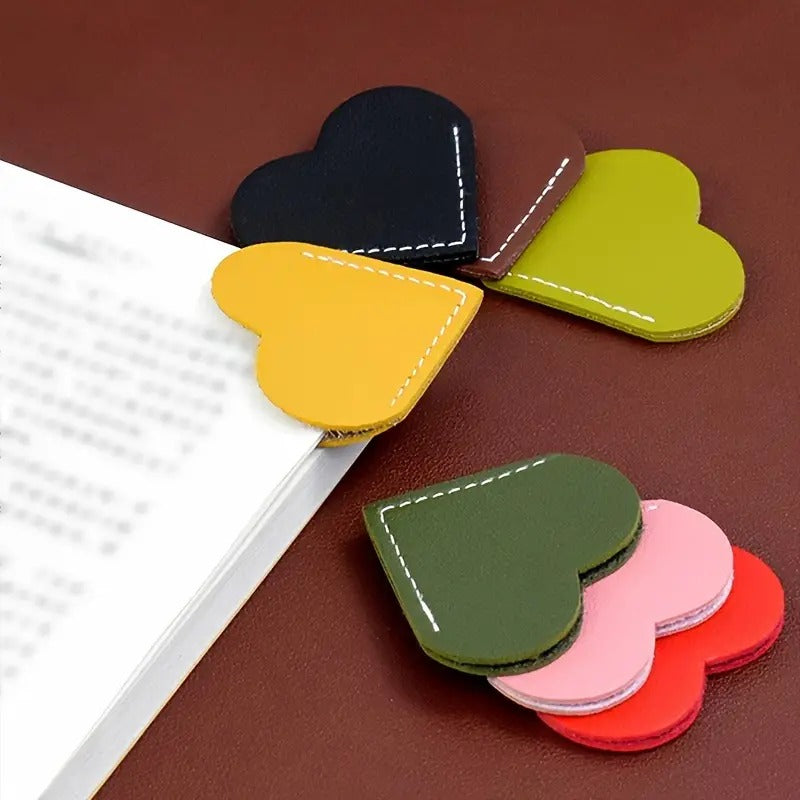 Leather Mini Heart Corner Bookmark