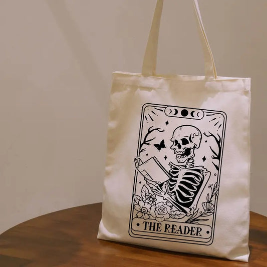 Tarot Skeleton The Reader Canvas Tote Bag