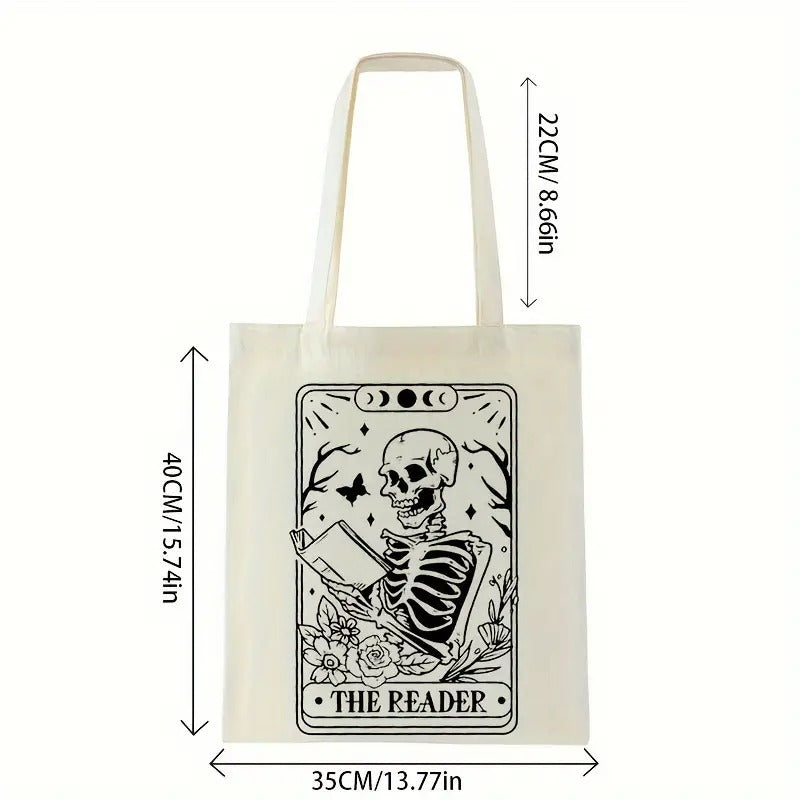 Tarot Skeleton The Reader Canvas Tote Bag