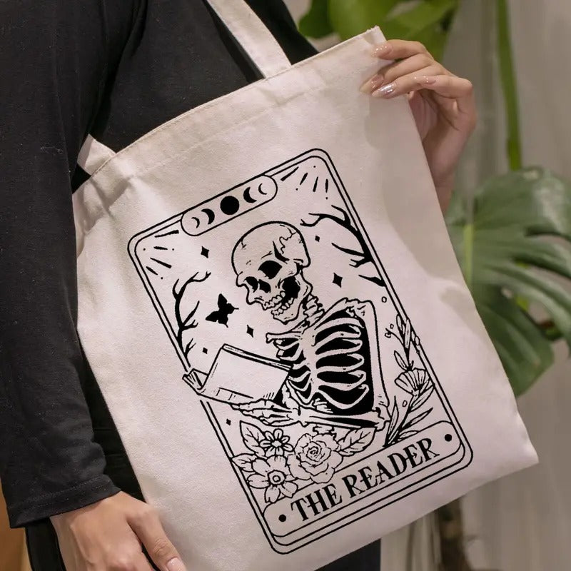 Tarot Skeleton The Reader Canvas Tote Bag