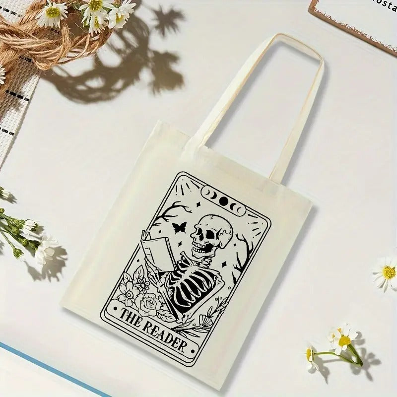 Tarot Skeleton The Reader Canvas Tote Bag