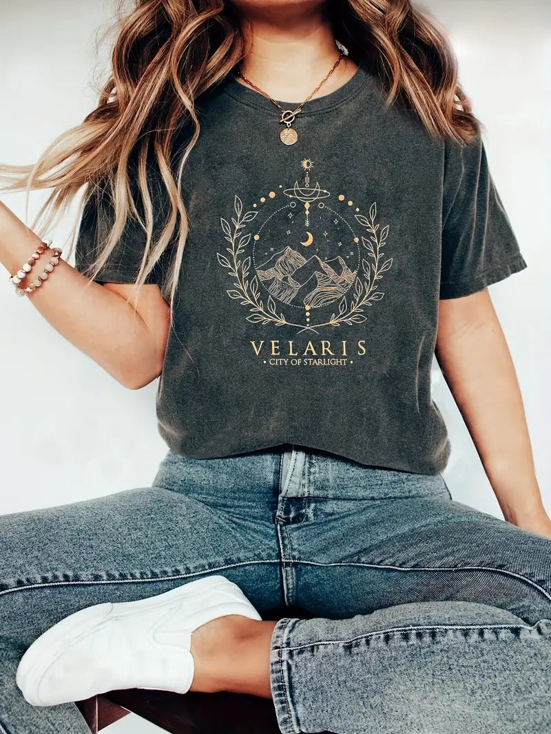 ACOTAR Valeris City of Starlight Print Crew Neck T-Shirt