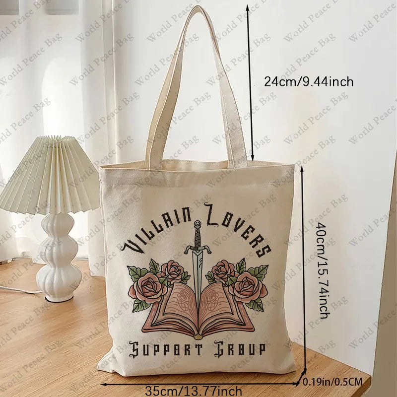 1 Pc Dark Romance Villain Lover Pattern Tote Bag Canvas Shoulder Bag for Travel Daily Commute Women'S Reusable Shopping Bag Bes