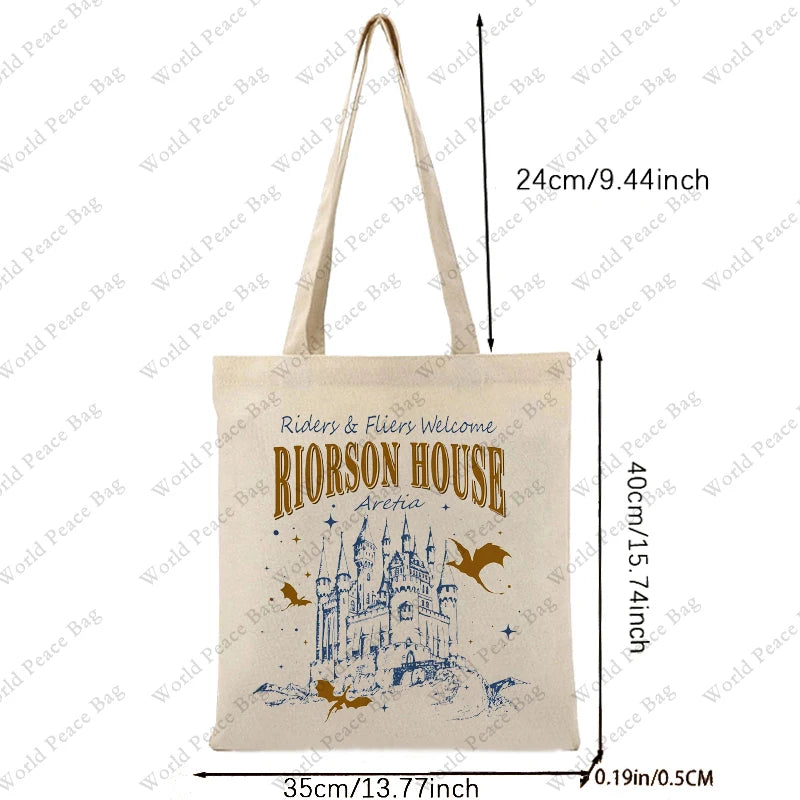 1 Pc Xaden Riorson House Pattern Tote Bag Canvas Shoulder Bag for Travel Daily Commute Women'S Reusable Shopping Bag Best Gift