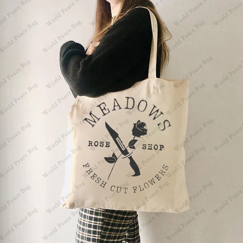 1 Pc Haunting Adeline Zade Meadows Pattern Tote Bag Canvas Shoulder Bag for Romance of the Stars Dark Romance Gift for Her T