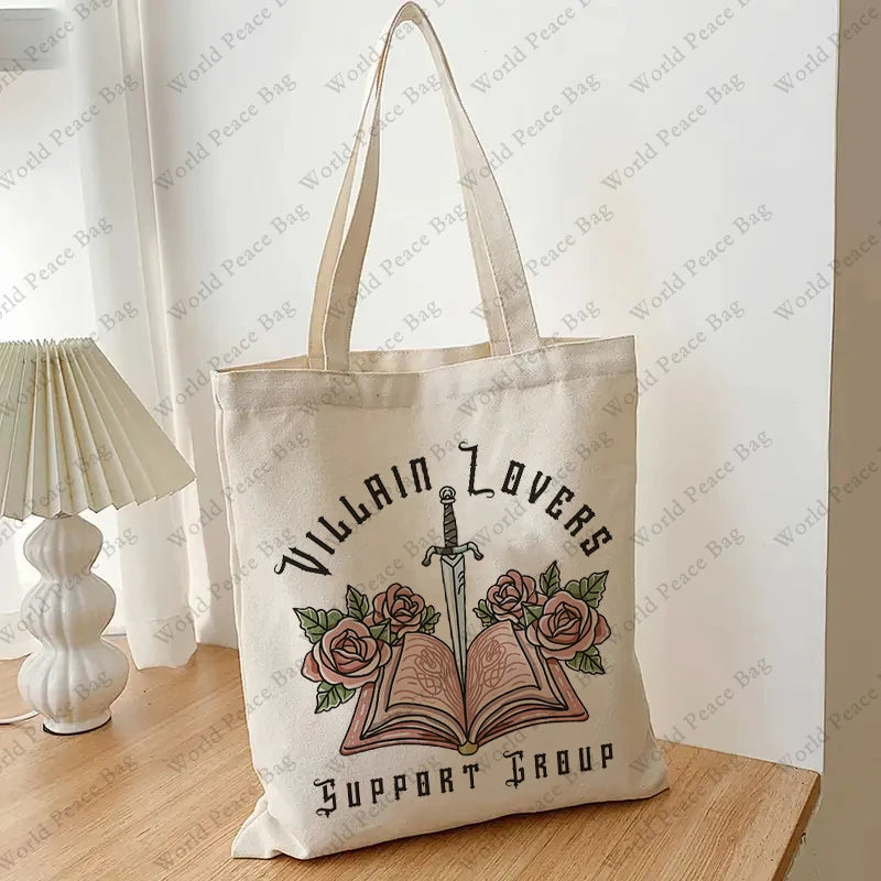 1 Pc Dark Romance Villain Lover Pattern Tote Bag Canvas Shoulder Bag for Travel Daily Commute Women'S Reusable Shopping Bag Bes