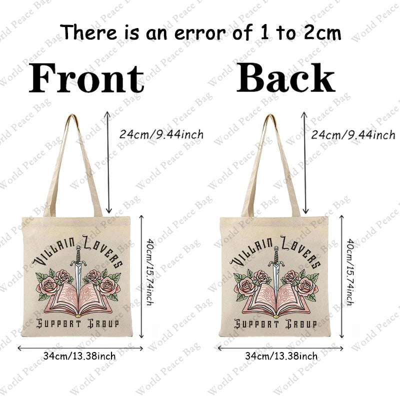 1 Pc Dark Romance Villain Lover Pattern Tote Bag Canvas Shoulder Bag for Travel Daily Commute Women'S Reusable Shopping Bag Bes