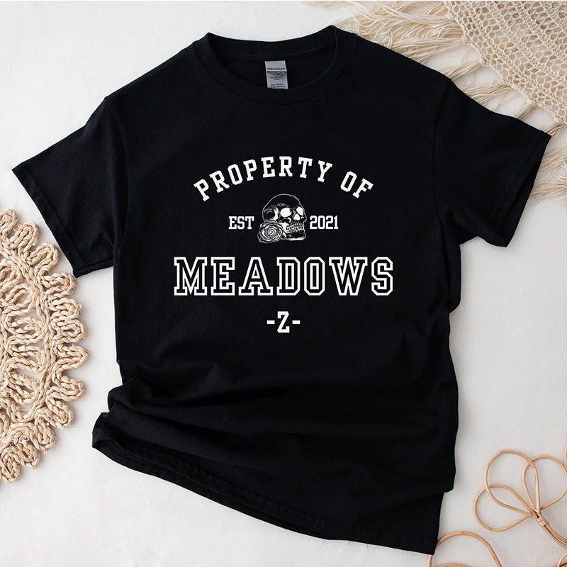 Property of Meadows Funny Women T Shirts Cotton O Neck Graphic Tee Goth Clothes Y2K Tops Haunting Adeline Inspired T-Shirts